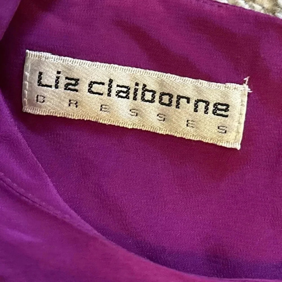 Vintage Liz Claiborne 90s 100% Silk Dark Pink Fuchsia Sheath Dress Size 8 Medium - Picture 3 of 10